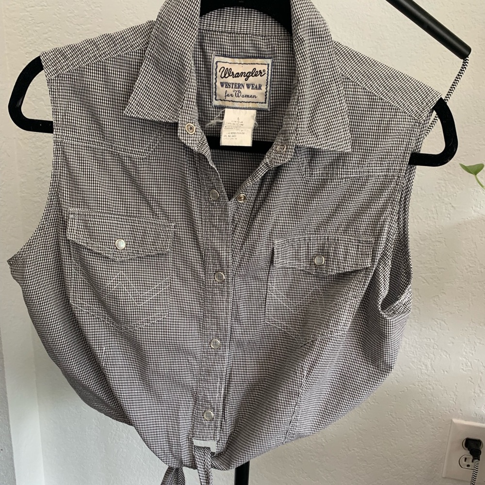 Wrangler vintage western wear black top- size 8